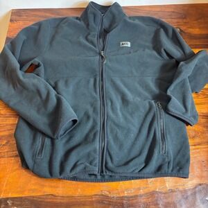 REI Co-op Mens Medium Fleece Jacket Full Zip Mock Neck Gray Black Outdoor Hiking